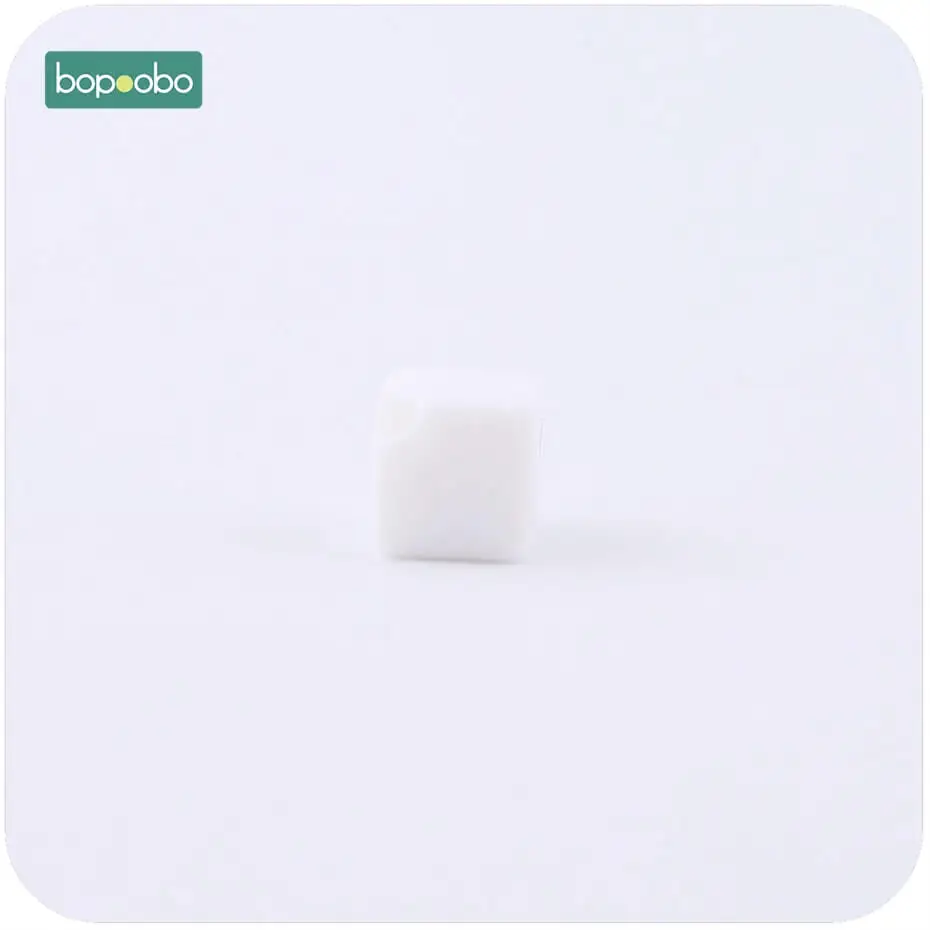 white cube Bopobo силиконовая форма для кубиков-прорезывателей, Разноцветные 10 шт. 9 мм бусины, подарок для детей, сделай сам, прорезыватель, ожерелье, силикон для жевания, бусины для прорезывателей - Цвет: white cube