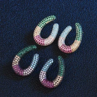 bilincolor fashion multicolor cubic zirconia u shape elegant party stud earring for women