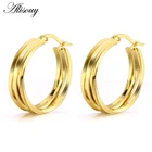 Винтажные женские серьги-кольца Alisouy из нержавеющей стали, круглые кольца золотого цвета в стиле рок, панк, вечерний подарок, оптовая продажа