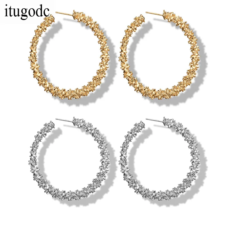 Itugodc 2019 Новый колючий личность круг Большой Хооп Серьги ювелирные изделия уха