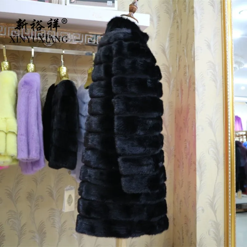 XINYUXIANG 90 см съемная шуба из натурального меха норки для женщин длинная толстая