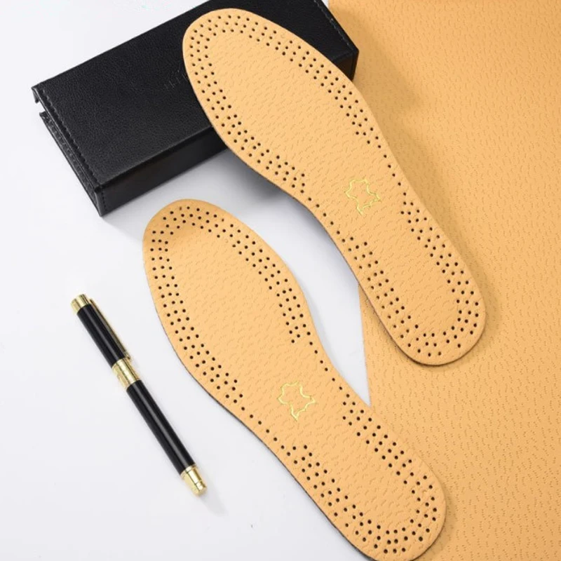 

1 Pair Ultra Thin Breathable Deodorant Leather Insoles cowhide Absorb Sweat Replacement Inner Soles Shoes Insole Pads