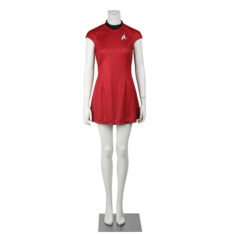Startreks Into Darkness костюм Звездного Флота Nyota Uhura косплей красный маскарадный костюм с значком красный Униформа Хэллоуин Карнавал Наряд