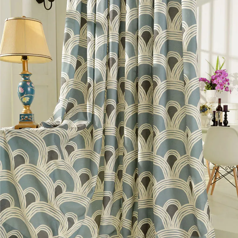 Современные шторы с геометрическим принтом для гостиной хлопковая ткань