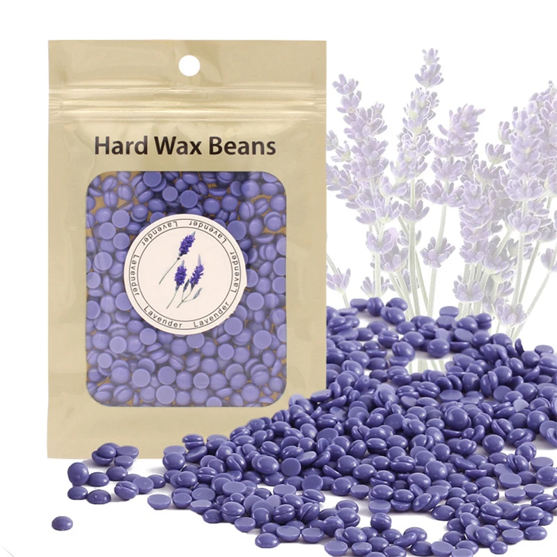 Lavender 10 ароматов, 25 г, восковые бусины для депиляции, горячая пленка, твердый воск, гранулы, воск для воска, бикини, без полосок, крем для удаления волос, восковые бобы - Цвет: Lavender