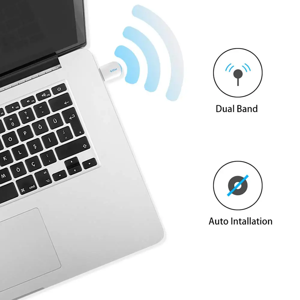 KuWFi USB WiFi адаптер мини двухдиапазонный 5G/2,4 GHz Беспроводная сетевая LAN Карта с Bluetooth 4,2 совместимая с Windows XP/7/8/10/Mac OS