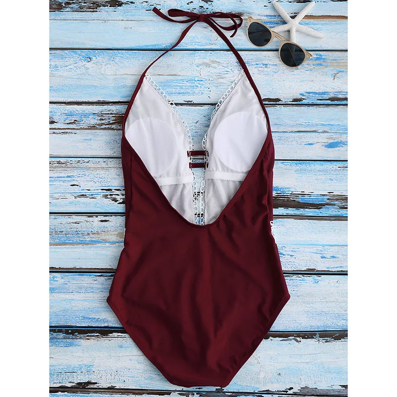 Новинка 2017 кружевной Цельный купальник женская одежда для плавания сексуальный