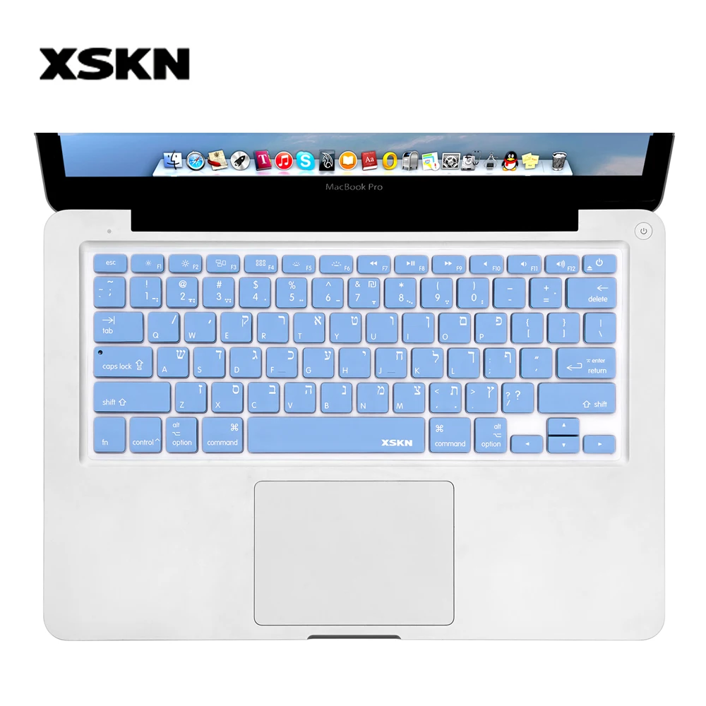 

Синяя силиконовая клавиатура XSKN с ивритом Isreal для старого Macbook Pro Air 13/15/17 дюймов