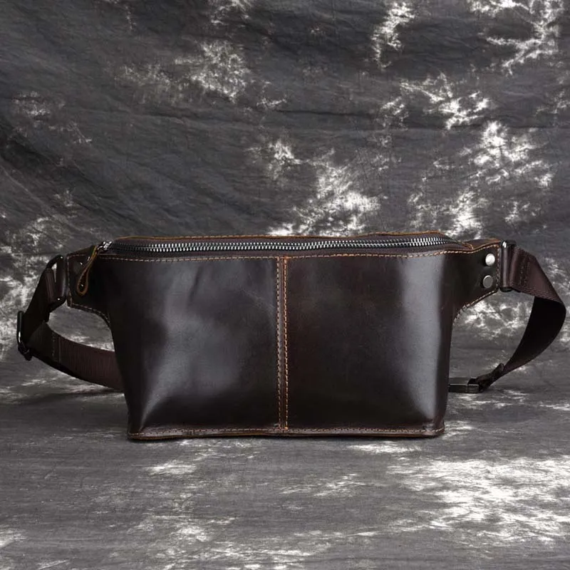 Сумка на пояс для мужчин из масляной и вощеной кожи Винтажная сумочка кросс-боди