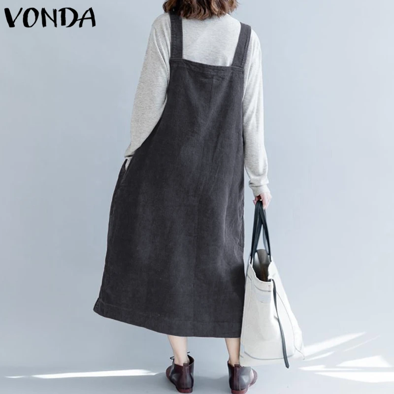 VONDA/платье для беременных г. осенние повседневные свободные длинные платья до середины икры, с карманами, на бретельках женский сексуальный сарафан без рукавов, Vestido