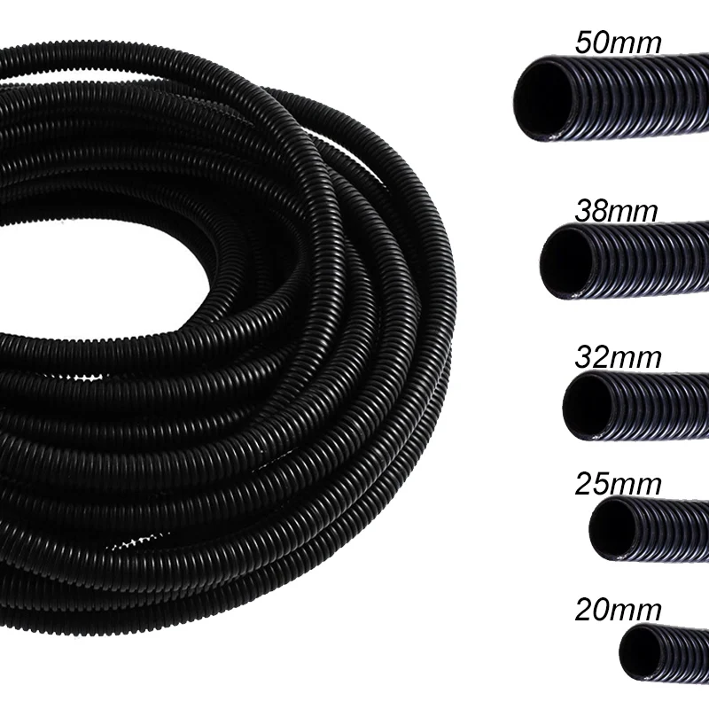 Гофрированный муар аквариумная водопроводная трубка Dia20mm/25mm/32mm/38mm/50mm Внутренний Калибр, натуральный каучук Анти-ультрафиолетовый долговечный шланг
