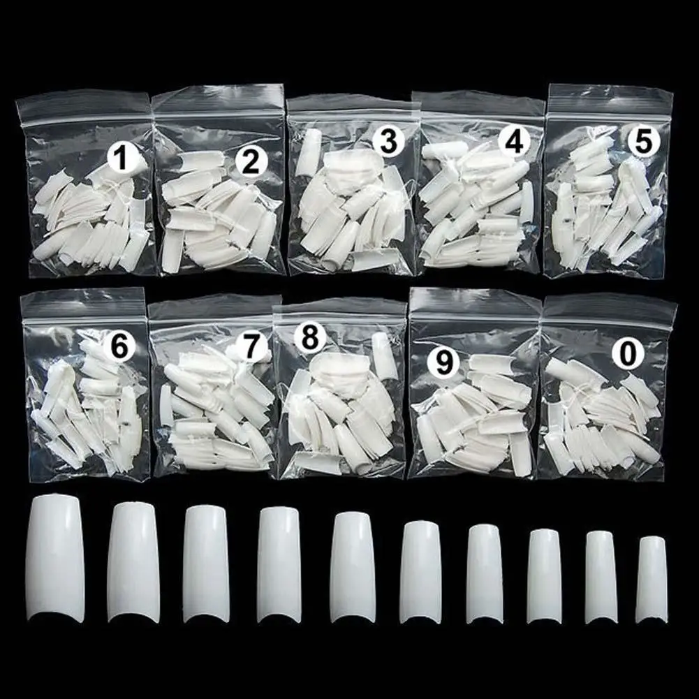 500 шт. 10 размеров накладные покрытия для ногтей украшения телесный белый