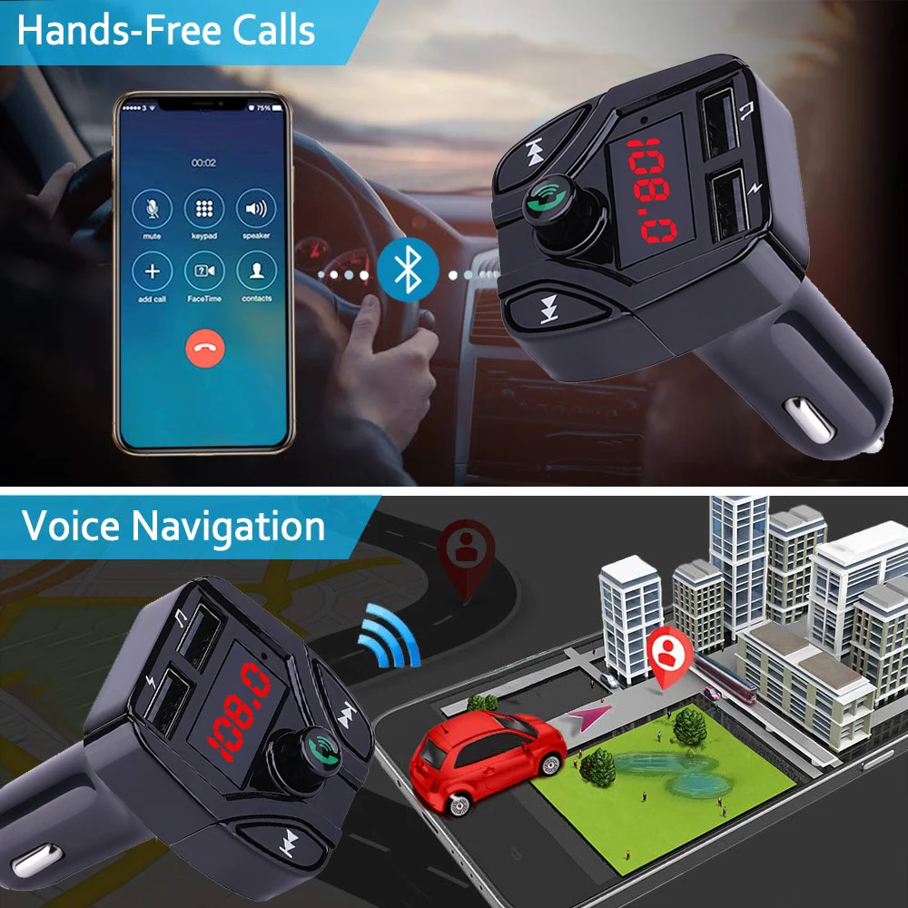 Bluetooth A2DP автомобильный комплект беспроводной fm-передатчик громкой связи 3.1A Быстрая зарядка двойной USB зарядное устройство lcd TF карта Автомобильный MP3-плеер модулятор
