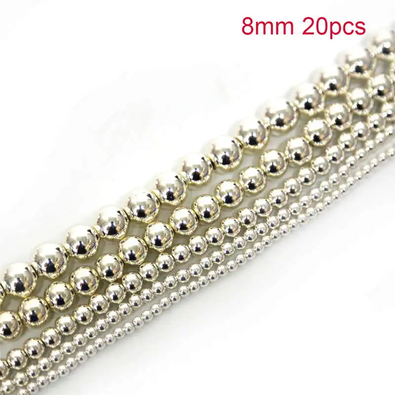 8mm silver 6 мм 100 шт черный гематит желчный камень Бусины распорные бусины ручной работы Шарм, изготовление украшений не выцветает - Цвет: 8mm silver
