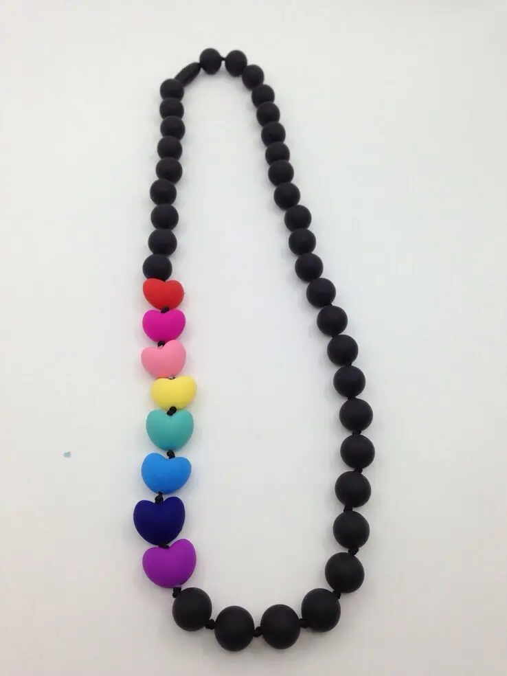 Пищевое Силиконовое ожерелье для прорезывания зубов с сердечками детское