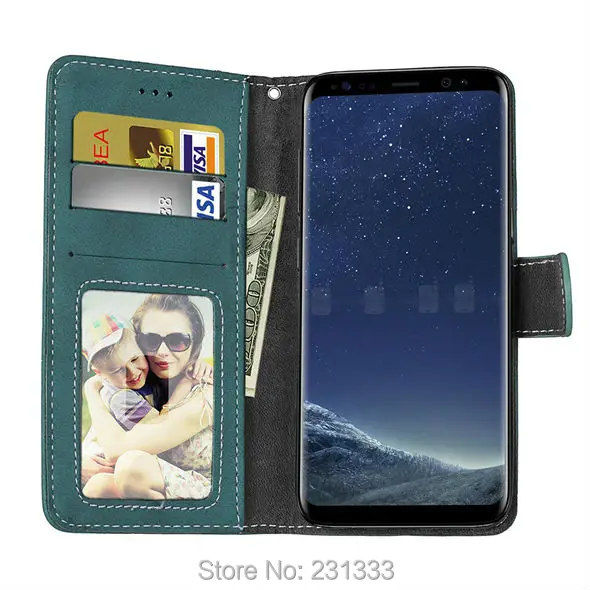 Матовый кожаный чехол кошелек в стиле ретро для Samsung Galaxy S8 PLUS J9 J3 J5 J7 A3 A5 A7 2017 C9 PRO