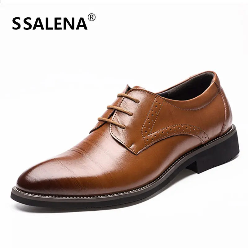 Men Luxury Leather Working Dress Shoes Male Italian Eurpean Style Pointed Toe Elegant Business Formal AA51523 | Обувь