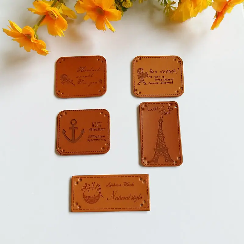 50 шт. модные английские этикетки «Hand Made» из искусственной кожи, этикетки на одежду для одежды, этикетки на джинсы, сумки, обувь, аксессуары для шитья