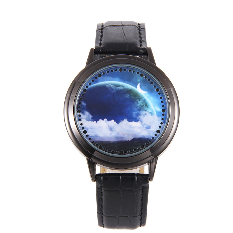 Креативные Часы с кожаной подсветкой и звездой женские часы для пары мужские
