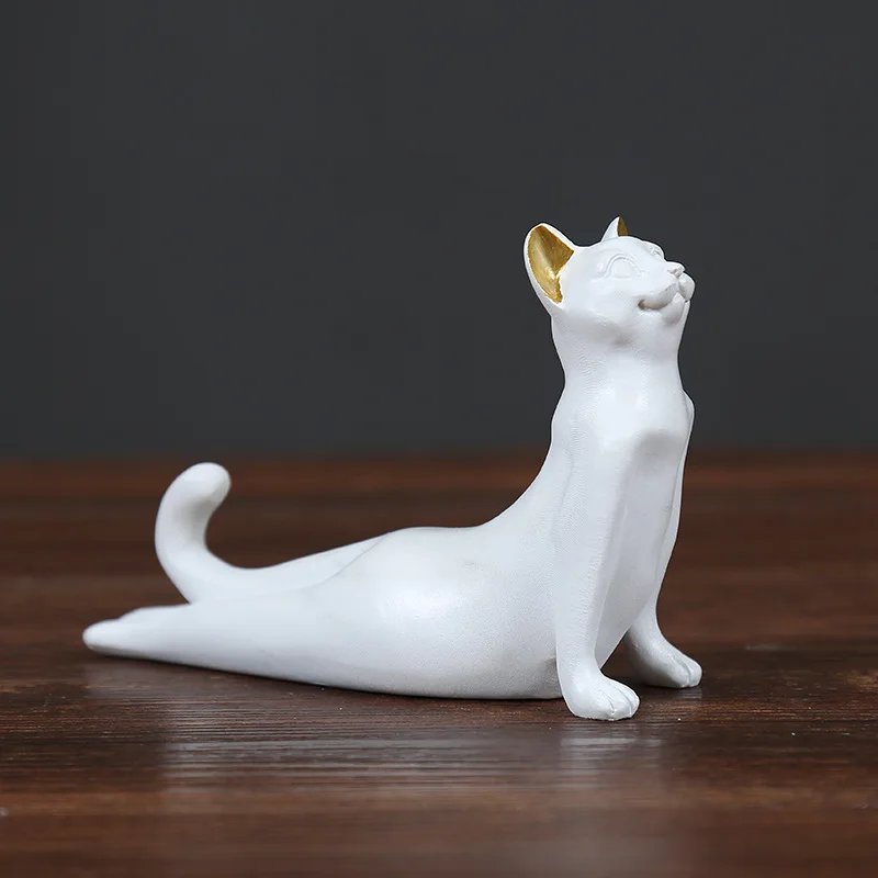 Современный американский кантри смолы Йога кошка для дома офиса