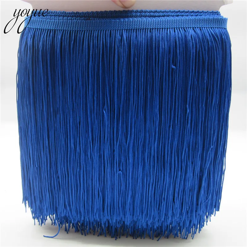 Royal blue YOYUE 1 ярдов/партия 20 см широкая кружевная бахрома отделка отделочная кисточка для DIY латинское платье сценическая одежда кружевные аксессуары лента - Цвет: Royal blue