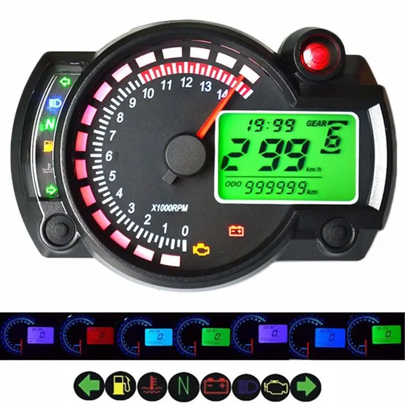 7-Color LED Motorcycle RX2N ATV LCD Digital Speedometer Tachometer Meter 15000rpm | Автомобили и мотоциклы