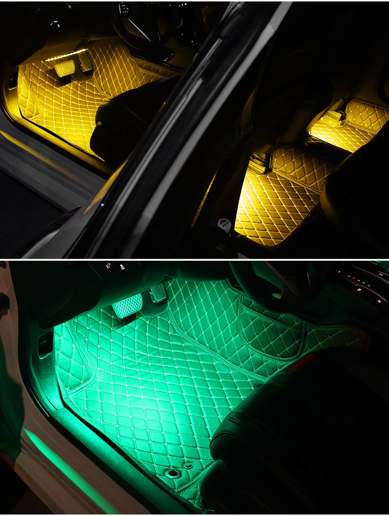 36 светодиодный RGB автомобильный атмосферный светильник для интерьера, пола, ног, декоративный светильник, USB беспроводной пульт дистанционного управления/управление музыкой, внутри неоновый светильник, полоса