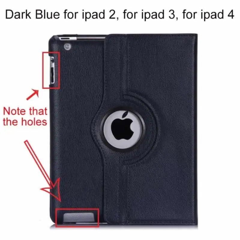 Для iPad 2 iPad 3 iPad 4 чехол 360 Вращающийся Кожаный чехол-подставка для iPad 2/3/4 из искусственной кожи защитный чехол для экрана+ стилус - Цвет: for ipad234 DarkBlue