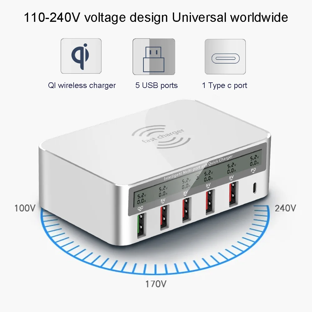 QI Беспроводной Зарядное устройство быстрой зарядки 3 0 Тип usb C быстрая адаптер для