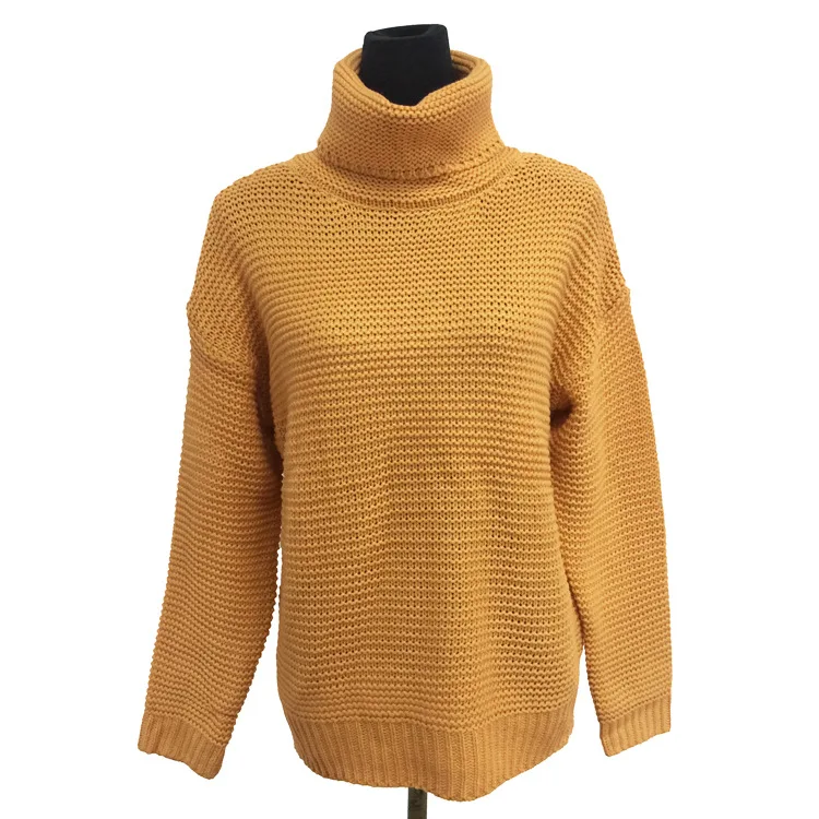 Knitted Sweater Pure Color Large Code OL Commuter High Necked Women's Coat | Женская одежда