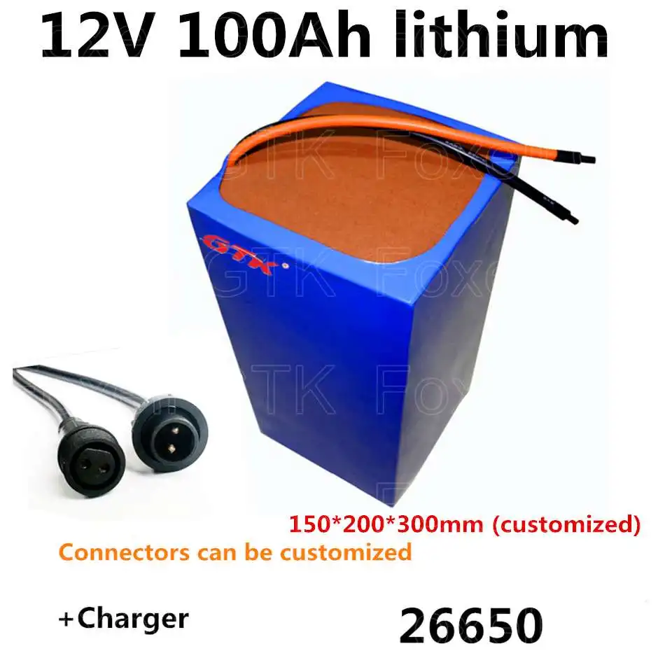 12 V 100Ah литий ионный аккумулятор 26650 с MP14 разъемы для Светодиодный Панель