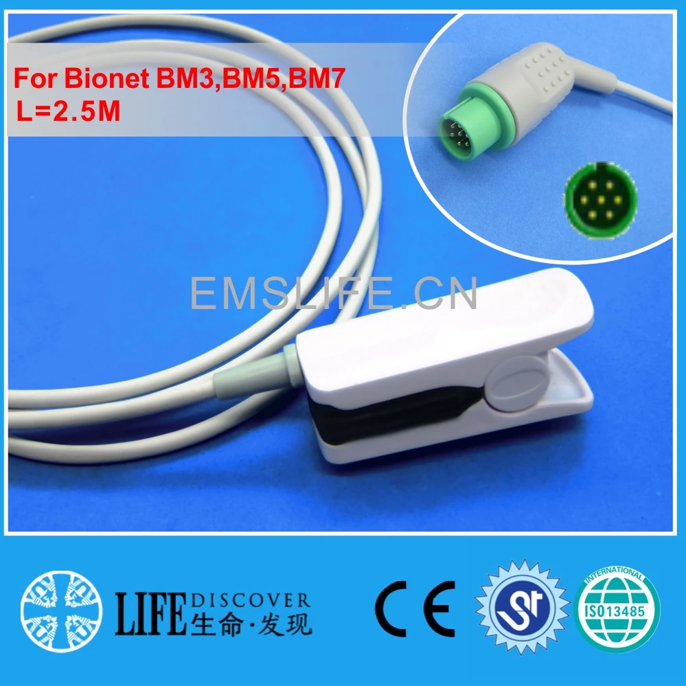 

Длинный Calbe MR, датчик SPO2 для взрослых на палец для Bionet BM3,BM5,BM7