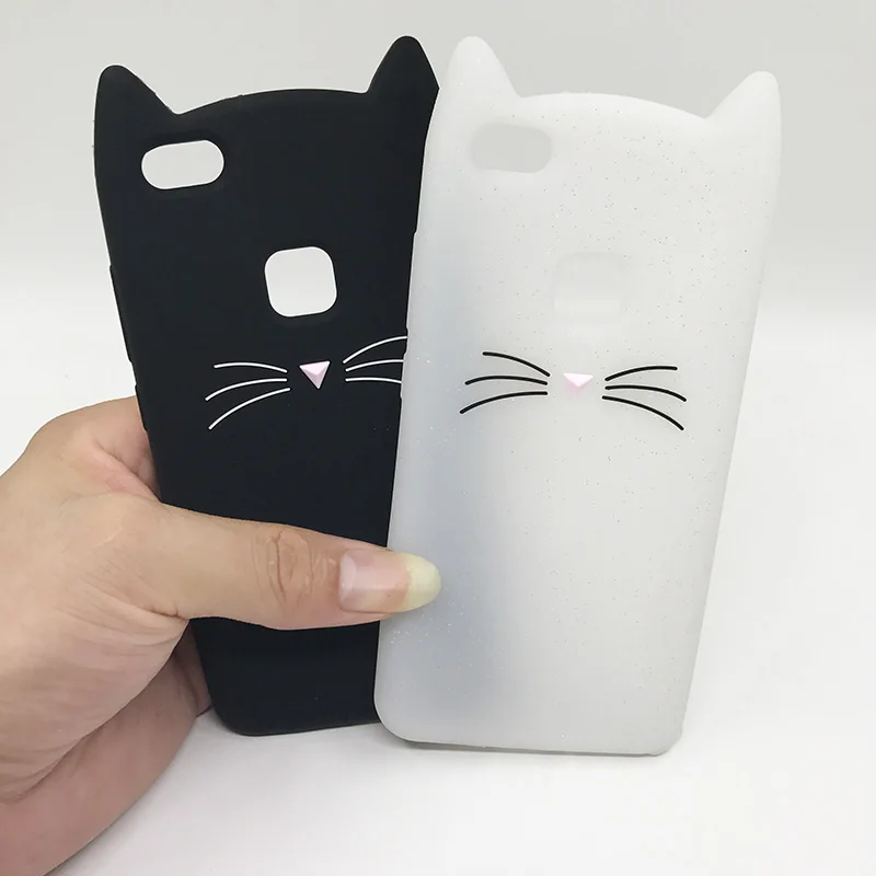 Силиконовый чехол для Huawei P8 Lite 2015 милый 3D с милыми усами и котом P9 P10 2017|case for huawei