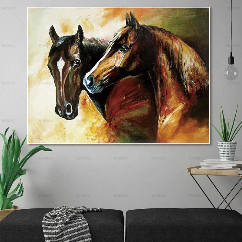 Без рамки изображения животных настенная живопись принт птицы лошадь Лев Сика