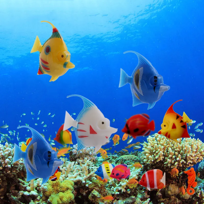 5 шт. пластиковые искусственные плавающие аквариумные рыбки для плавания|ornament fish