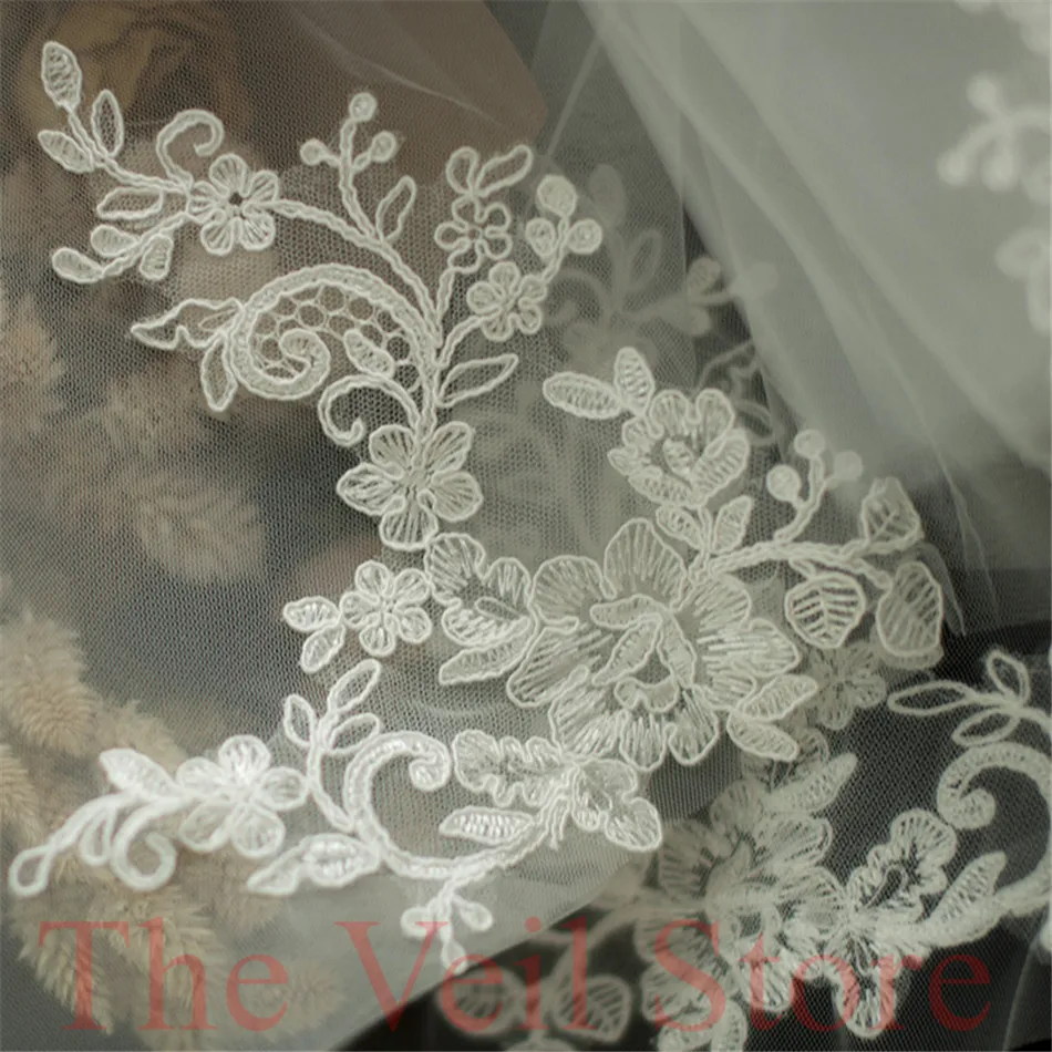 New ISHSY Short Bridal Veil weeding Veils white Ivory Tulle with comb Blusher Appliques Voiles Mariage velos de novia | Свадьбы и