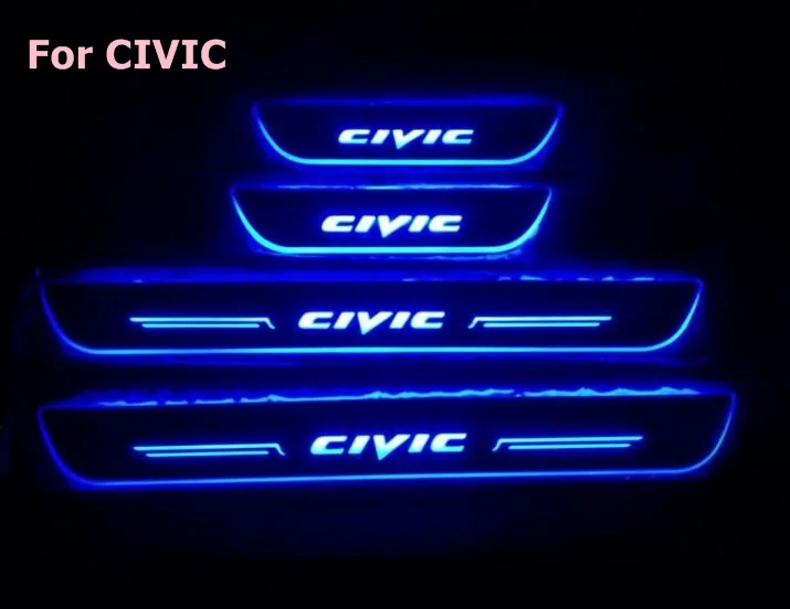 Для Honda CIVIC LED Накладка порога двери Добро пожаловать педаль порог Блестящий для