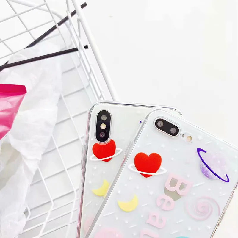 Boucho Colorful Words Beautiful Phone Case For iphone 6 6S 7 8 Plus X Cover Abstract Geometric Planet Series Cases Soft TPU Capa |