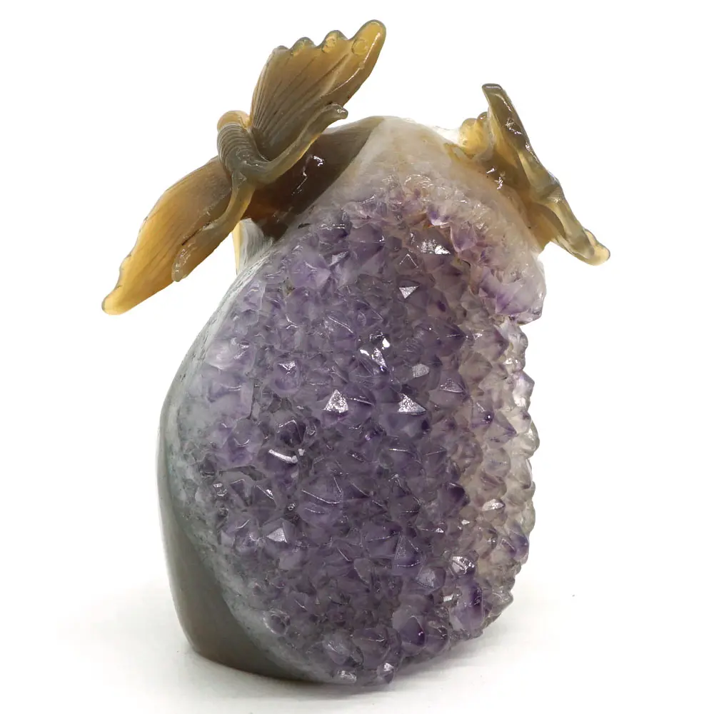 Бабочка статуя натуральный камень агат Аметист Geode Кристалл Исцеления орнамент 4