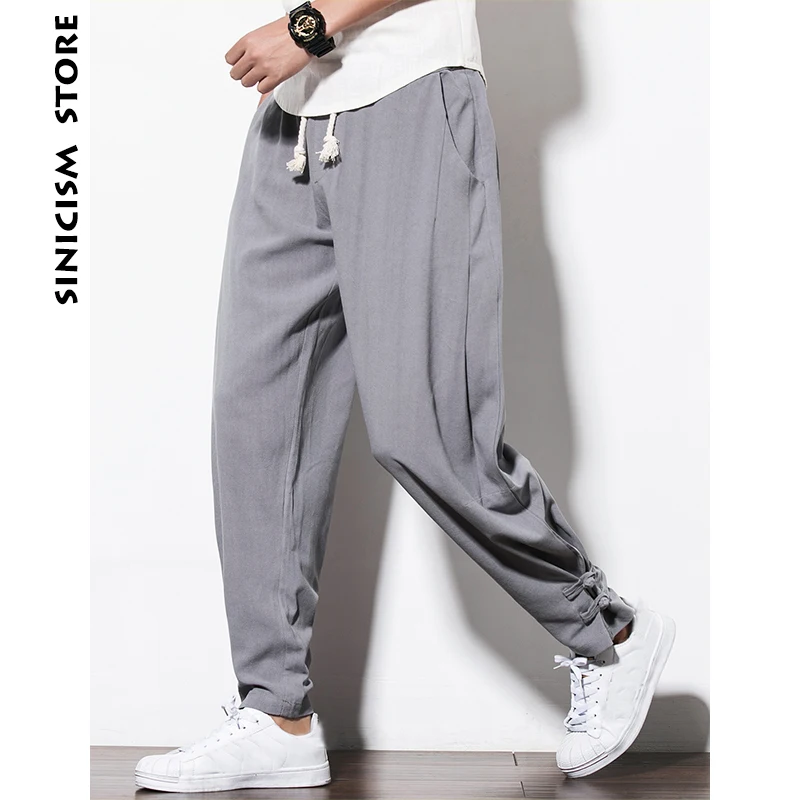 Sinicism Store мужские хлопковые льняные шаровары больших размеров спортивные штаны
