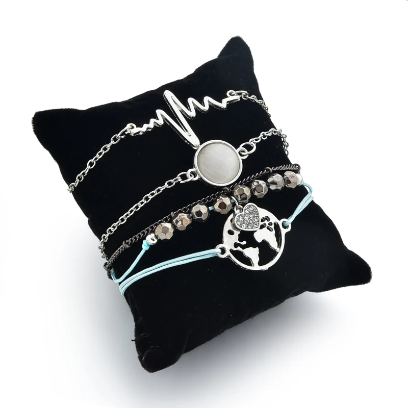 5 шт./комплект женские серебряные браслеты-манжеты и обручи |