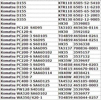 Различные HX30 6732-81-8052 S4D102 Turbo 3539803