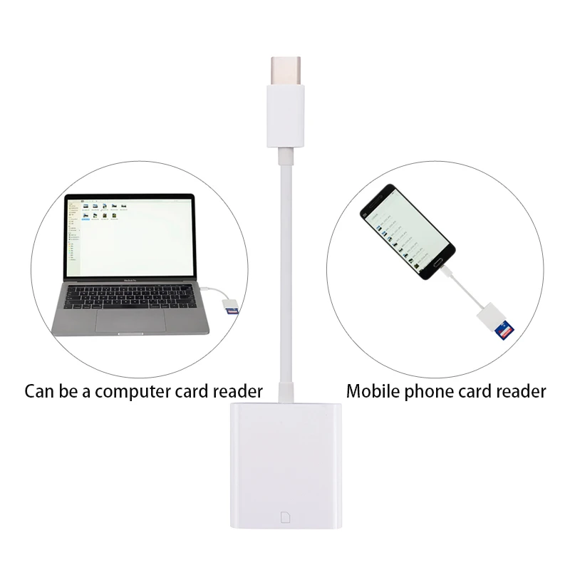 Портативный USB Type C USB-C для устройства чтения sd-карт Кабель-адаптер Macbook телефона