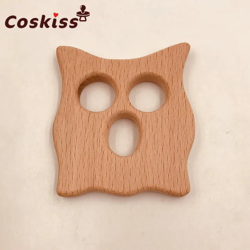 Baby Teether Wood Cat Shape Natrual Beech Wooden Owl Teething Toys Accessories Products Shower Gifts | Мать и ребенок