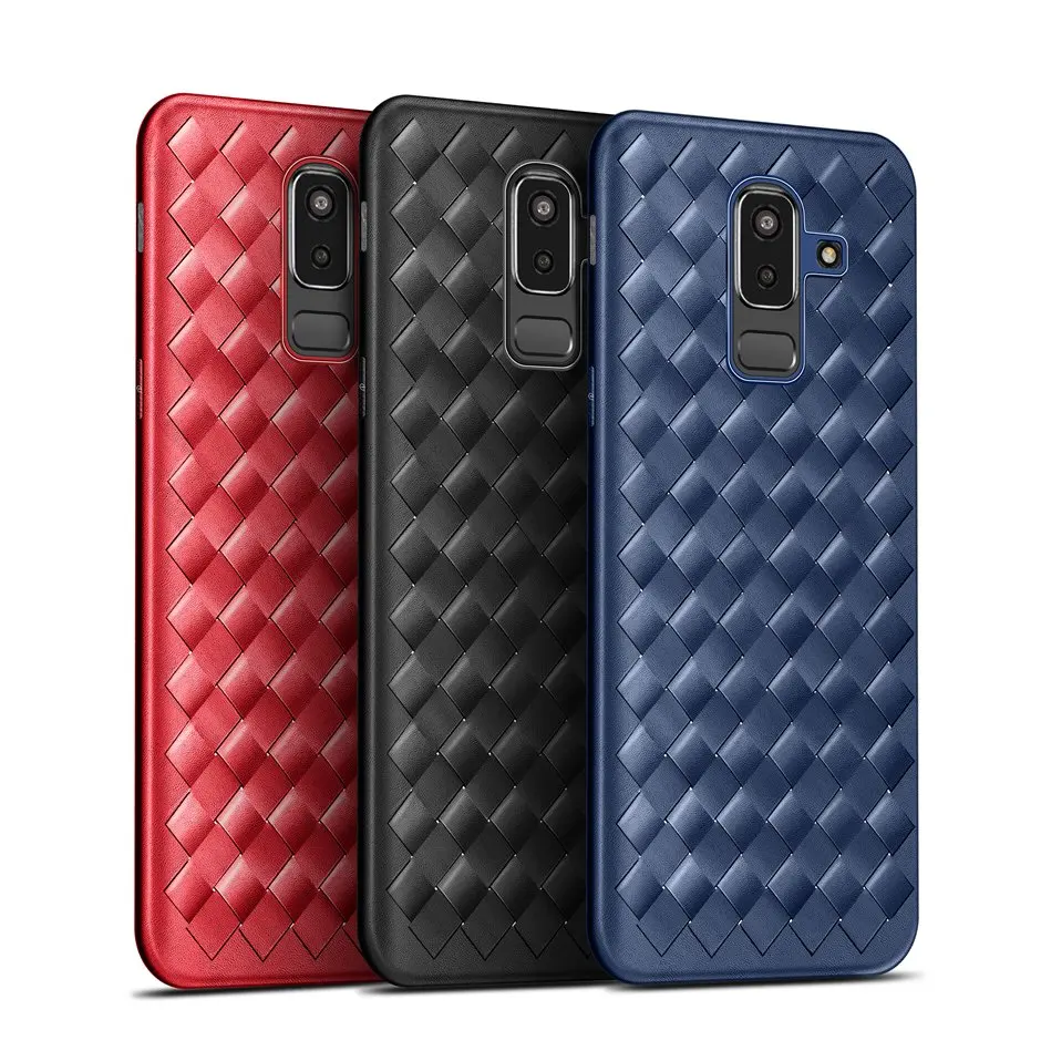 Роскошный чехол для samsung Galaxy J8 2018 мягкий телефона Силиконовая сетка Ткачество J810