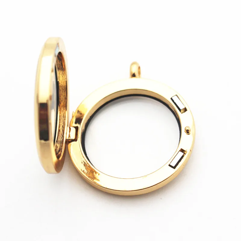 Newest 30mm Stainless Steel Floating Locket Necklace Round Sparkles Screw Open Glass Perfume box Memory Locket