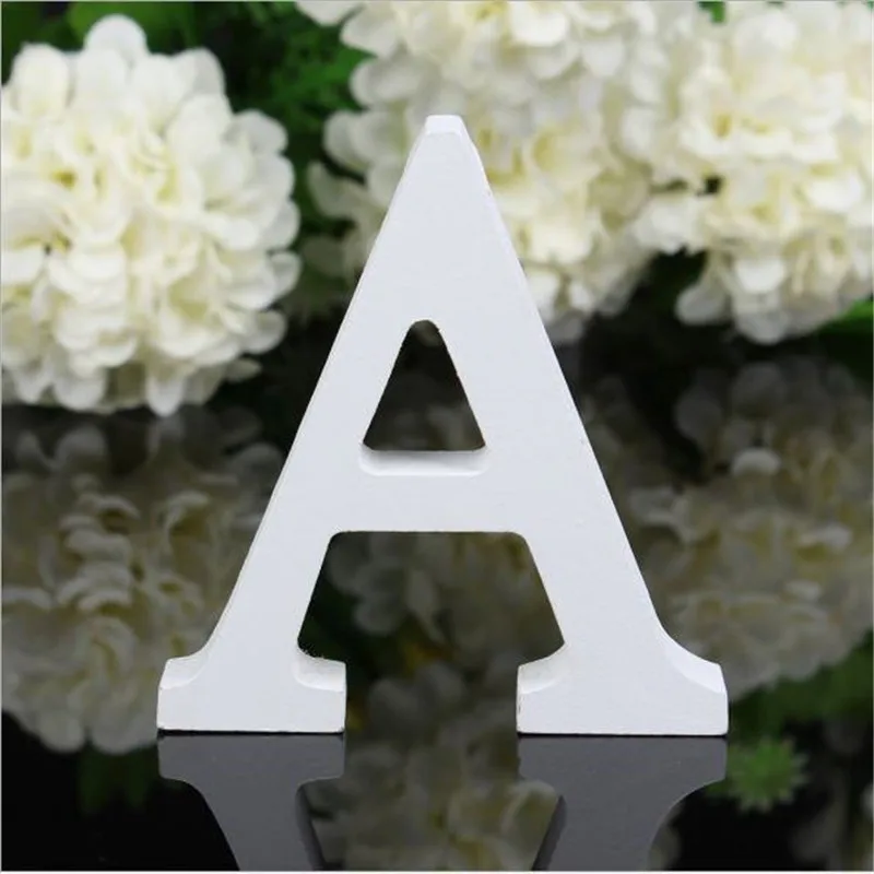 1 шт. 8X6 см белые деревянные буквы Английский алфавит DIY персональное имя Дизайн Искусство ремесло свободно стоящее сердце Свадебный домашний декор - Цвет: A