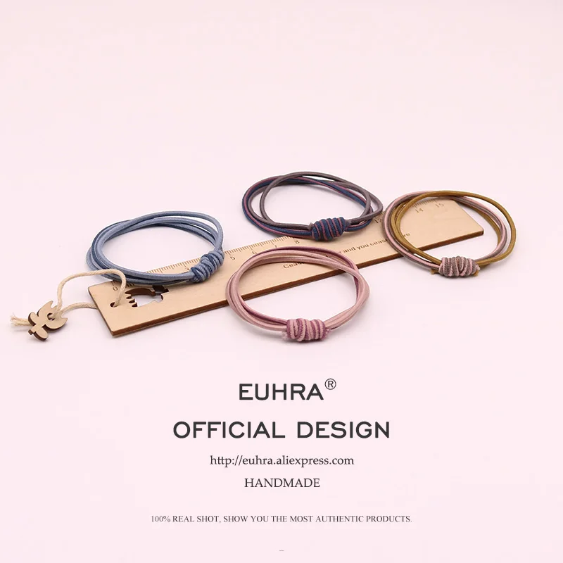 EUHRA, 4 цвета, эластичная, двухцветная, Смешанная, ручная вязка, для женщин, лента для волос, для детей, эластичная резинка, высокая эластичность