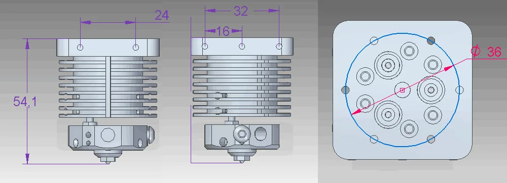 XCR3D экструдер 3D-принтеры Запчасти 3 в 1 с печатной головкой Цвет смесь 12/24V нагреватель 0,4/1,75 мм для PLA/многоструйная Лейка для Цвет