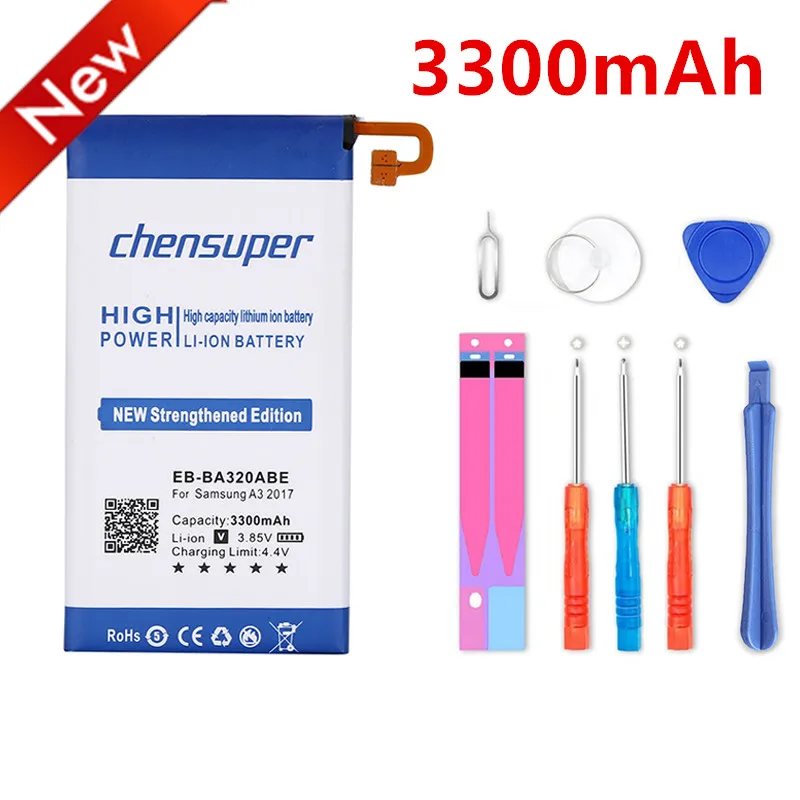 100% оригинальная фотобатарея chensuper 3300 мАч для Samsung Galaxy A3 2017 A320F аккумулятор +